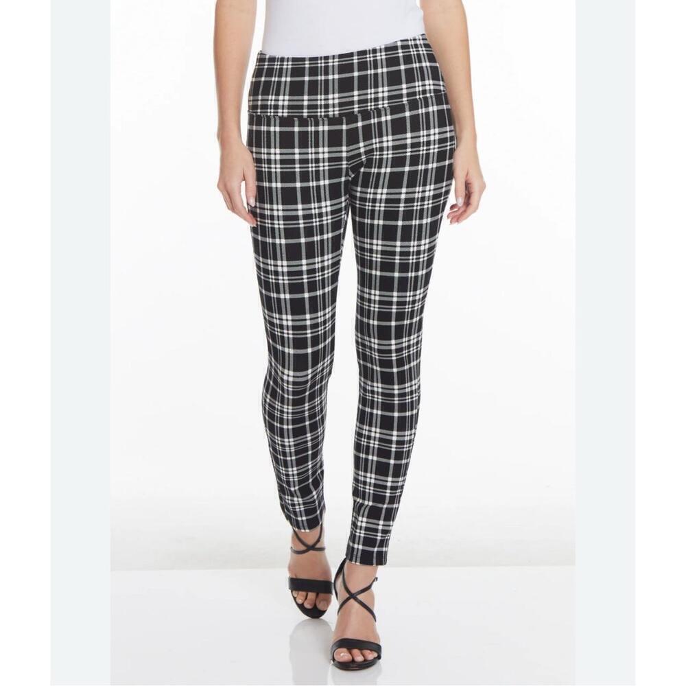 NEW BBJ Los Angeles Ankle Plaid Leggings Pants Black White Small